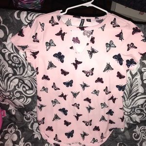 pink, key hole, butterfly shirt